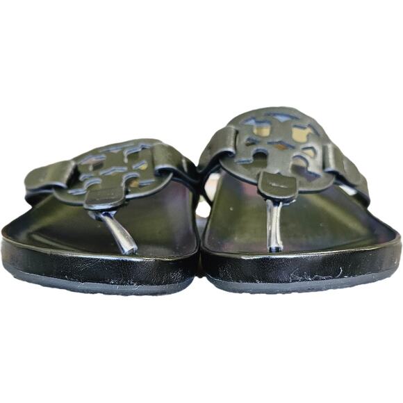 Tory Burch Black Nappa Leather Miller's Cloud Flip Flops Sandals Modern Prep 10 - Picture 3 of 11